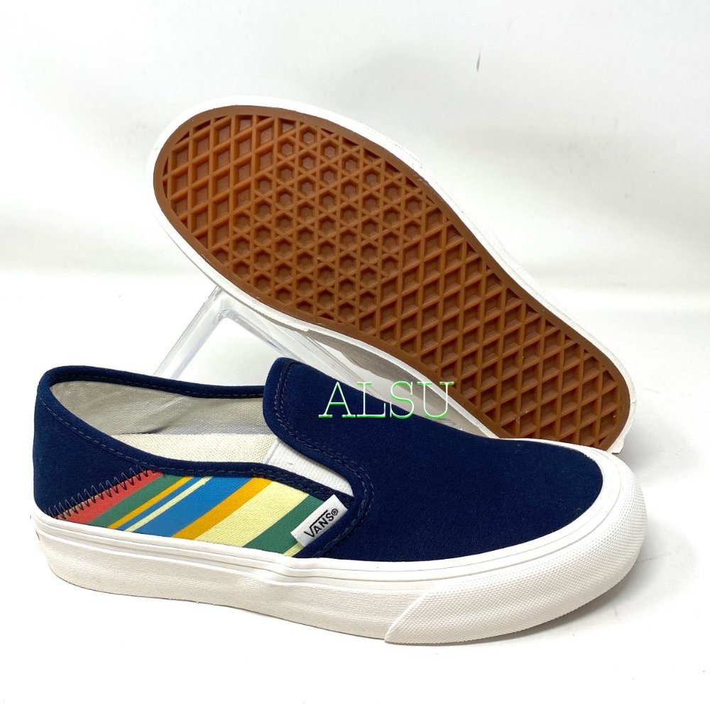 💖MEGA SALE💖VANS Slip-On Sf Low Top Retro Stripes Canvas Women Size VN0A3MVD1B3 - Picture 5 of 9